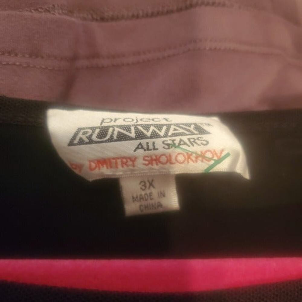 Project Runway Dmitry Sholokhov Gray Blouse Black Mesh Long Sleeve Top - Picture 2 of 2